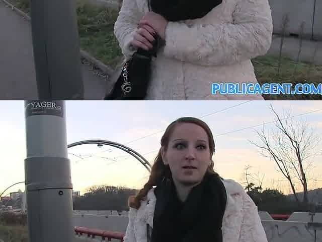 PublicAgent Ginger angel gets into stranger car and bangs for money