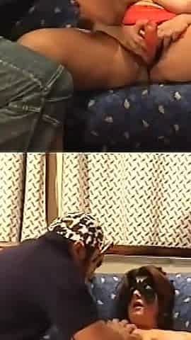 Masked Fat Mature with Giant Tits Fucked and Creampied by Two Big Vintage Cocks