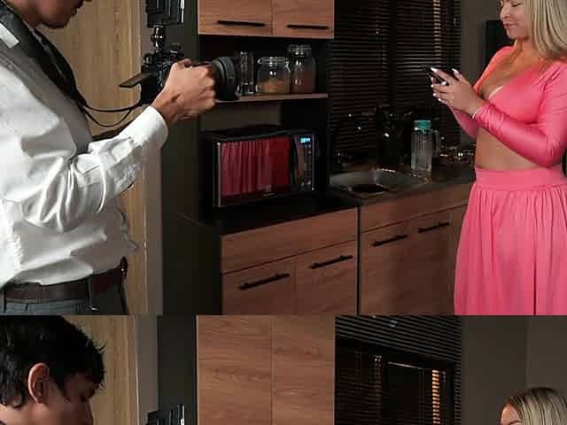 Behind the Scenes! I Fuck the Busty Blonde When She Saw the Pictures of My Huge Cock