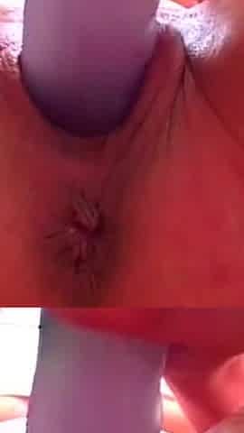 Mature Slut Stuffs Dildo Deep in Dripping Pussy on Stairs
