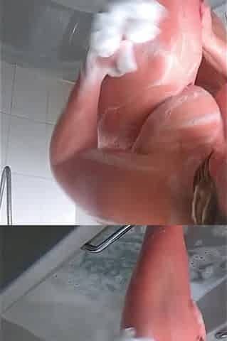Bathroom Voyeur Overweight mother I'd like to fuck Large Booty Large Natural Melons Washroom Time