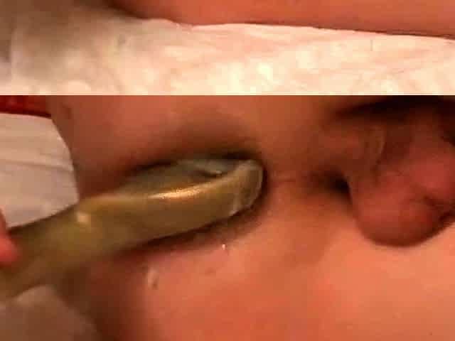 Pegging prostate and anal stretching with bizarre shovel dil