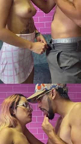 Cum face and glasses