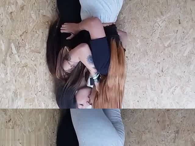 Hot Lesbians Deep Kiss and Suck Tongues