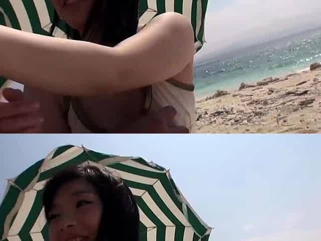 Japanese girl gets pussy fucked and creampied on beach