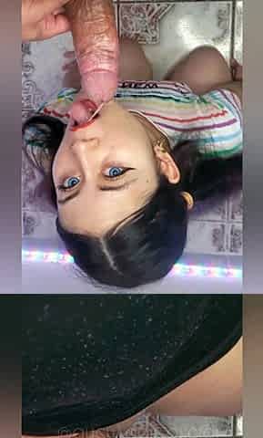 My Neighbor's Stepbrother Is Very Naughty, She Comes to My House and Gets All the Cum Out of My Dick.