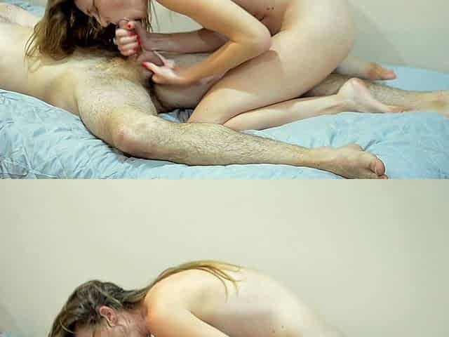 Amateur teen blowjob and cumshot from a guy