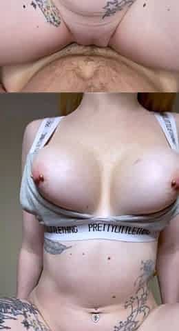 Busty blonde amateur takes creampie pov