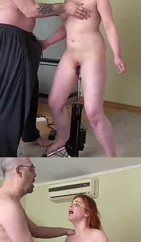 Face fucking on fuck machine, riding and fingering after