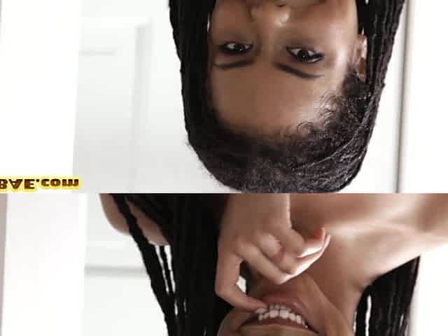Small titties Black babe banged by BIG BLACK COCK guy in bedroom
