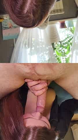 POV Massive Cumshot on the Face and Hair of a Redheaded Beauty