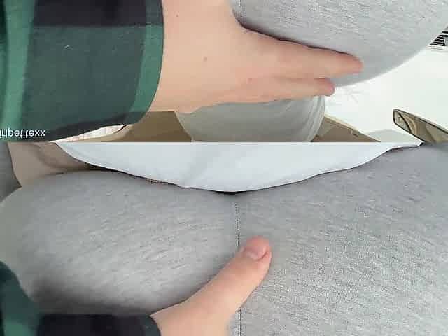 Riding and Grinding Shy Stepbro in Constricted Leggings untill Cum