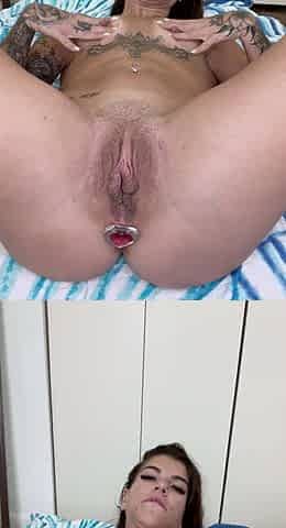 Lovely Amateur teen brunette masturbating outdoor