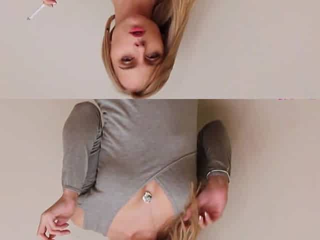 Shaved pussy blonde Tasha Reign with big boobs goes solo