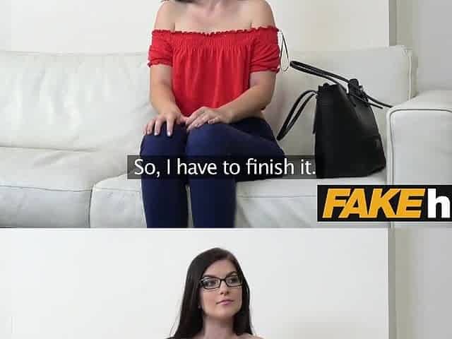 Fake Agent Constricted amateur in glasses creampie porn casting