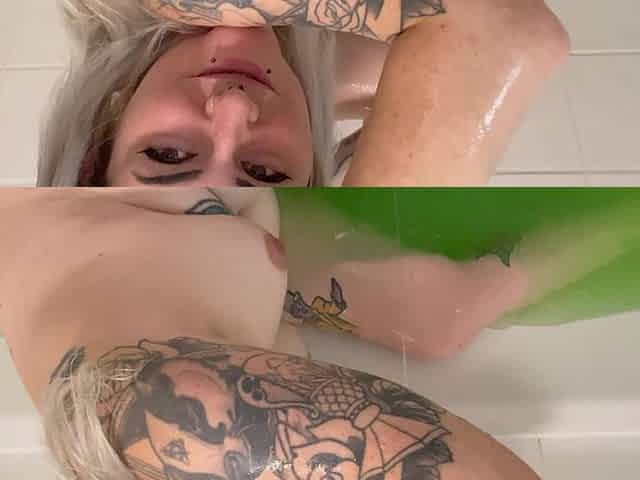 Goth Girl Plays and Squirts in Slime Bath
