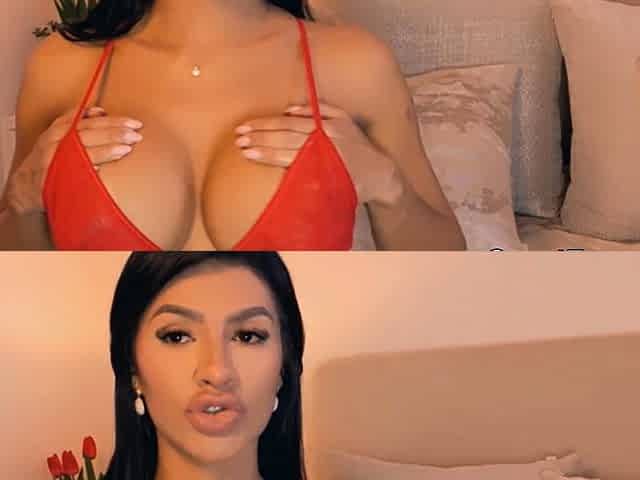 Sexy Olive Skinned Babe Toys Her Tits and Pussy