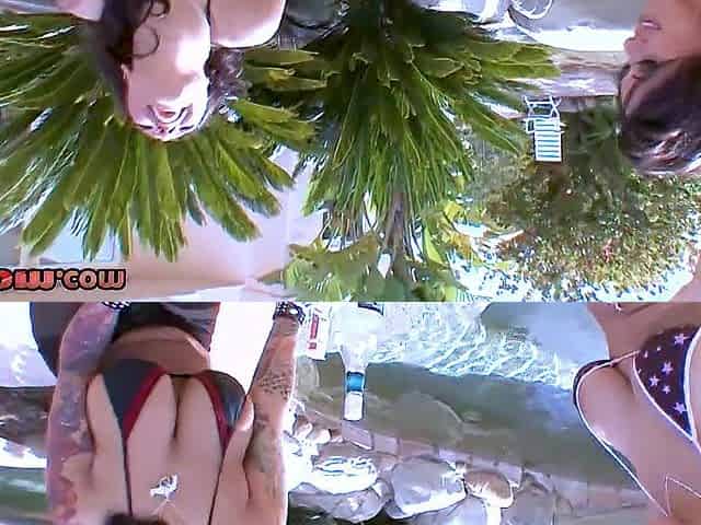 Breasty tattooed MILFS pussydrilled in facesitting threesome