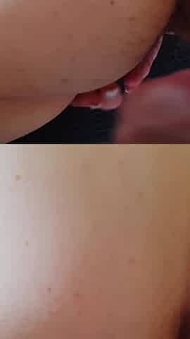 JuicyDream, masturbating my pussy until orgasm after receiving a happy end sprayed on my ass