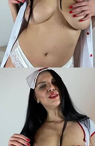 Nurse Kira Queen Strips and Fingers Her Gushing Cunt!