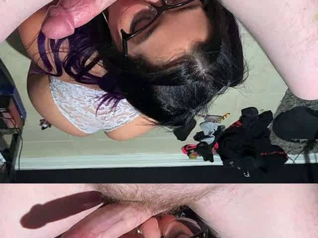 POV chubby milf blowjob eat cum