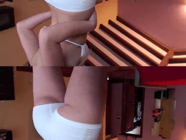AMATEUR BIGTIT BLONDE TEEN MASTURBATES IN STALKINGS