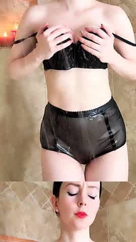 Urine fetish brunette teenie toying with both holes