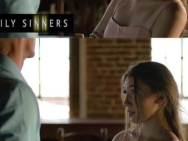 FAMILY SINNERS - Slender Brunette hair Argues With Her Stepfather And Ends Up Surrendering To His Raunchy Urges