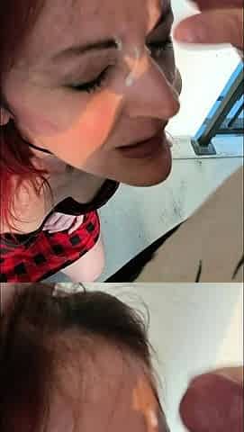 Redhead blowjob black monster cock facial cumshot