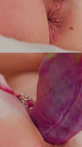 Lesbian Show with Big Toys, Extreme Toy Masturbation
