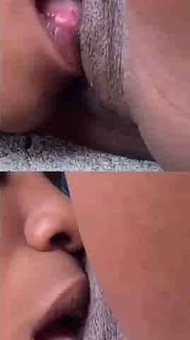 Black twat licking closeup