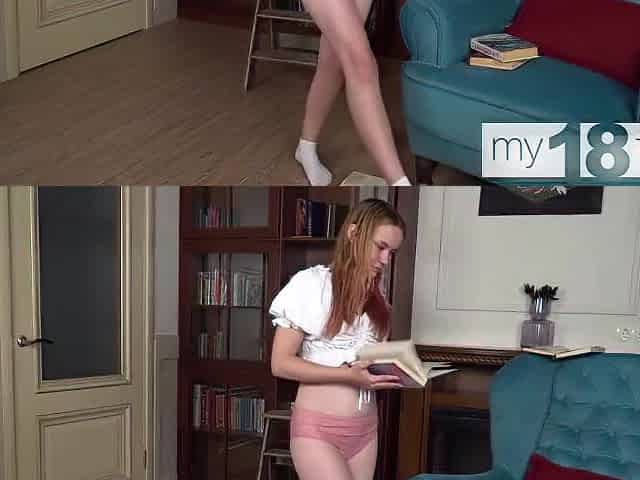 MY18TEENS - Pale white skin cutie teasing her pink twat