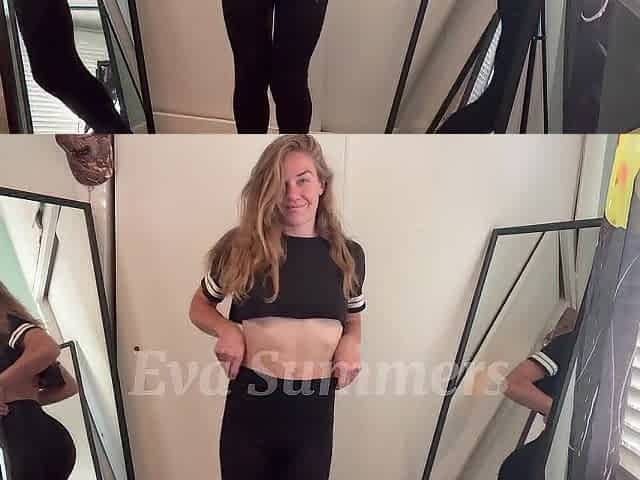 Hot Leggings Striptease Red Lace Strap Taut PAWG Eva Summers