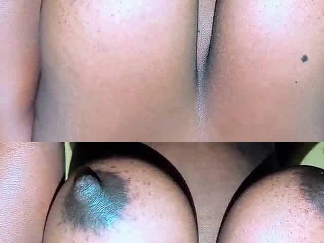 Riding a large ebony knob until intensive climax and spunk flow