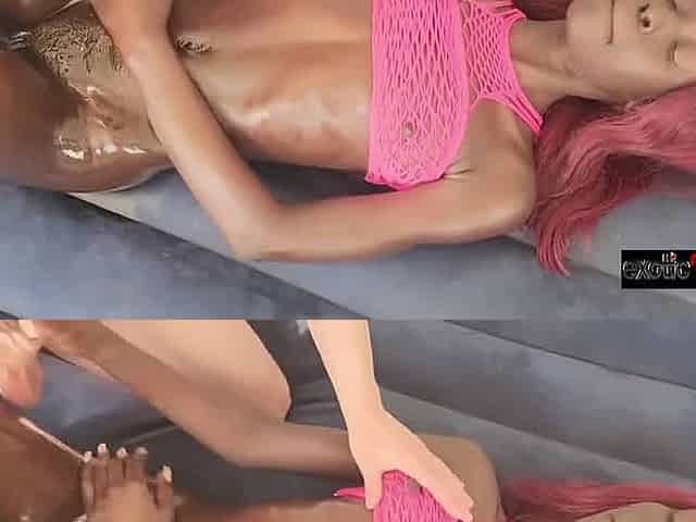 Exotic, slender, Black African woman with red hair