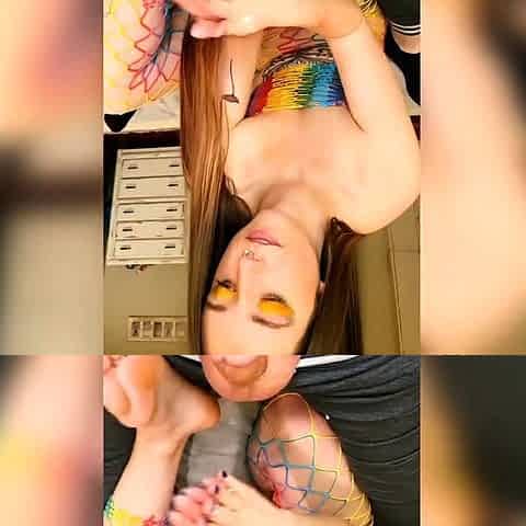 Amateur teen gives a blowjob POV style