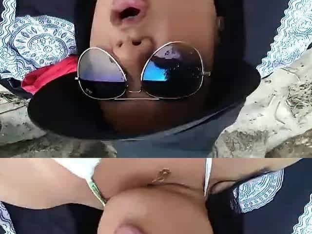 Exhibitionist shows anything on the beach with her boyfriend.