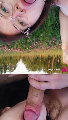 Real Beautiful Sex in Nature in the Middle of the Field with a Cute Brunette Giving a Gentle Blowjob, Ready for Penetration