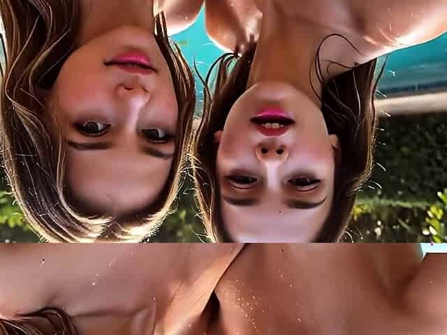 Pool party beauties share big cock and get covered in cum