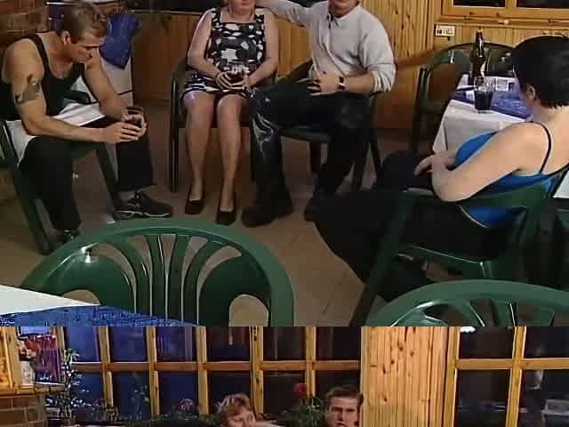 Mature Busty Chubby Fucked By Two Waiters With Big Cocks In The Restaurant