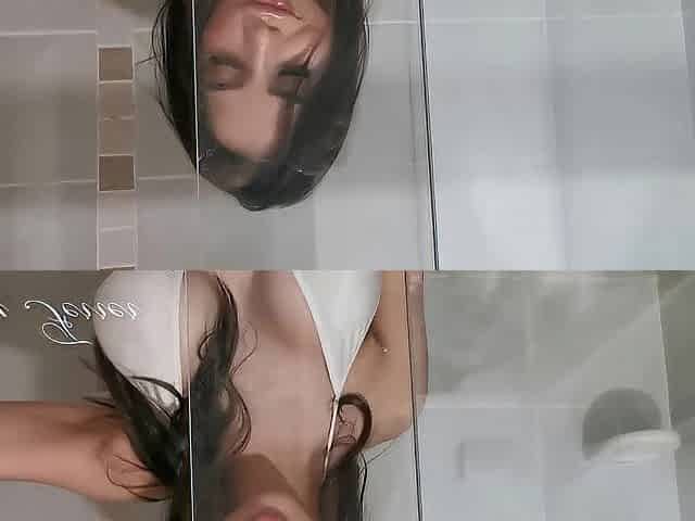 Gaby giving a kiss u throughout the glass, live the dream with her wet lips