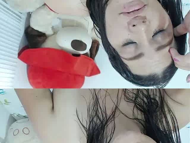 Cute curly brunette solo webcam masturbation
