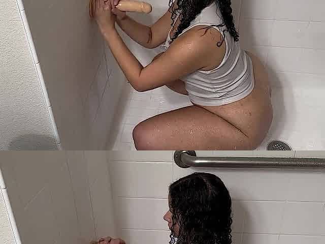 Sucking and unfathomable throating in the shower