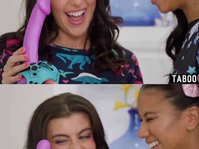 Large butt black lesbo and British teen licking and ding-dong screw