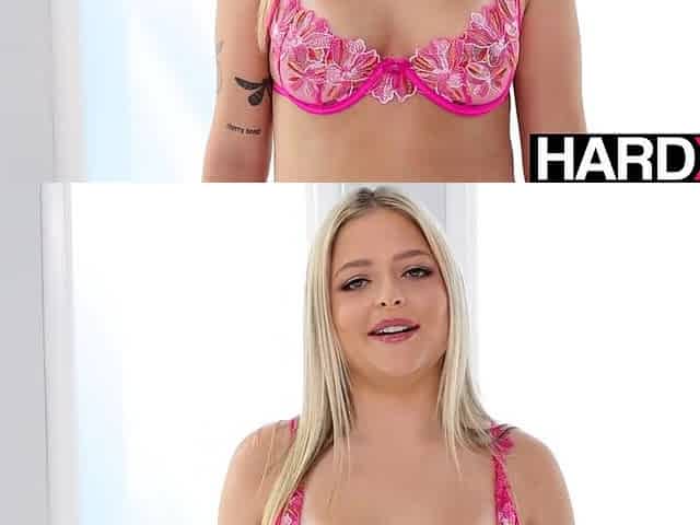 Curvy blonde Jill Taylor cums from anal on a porn casting