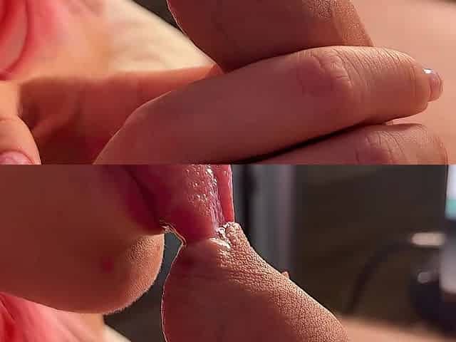 CLOSEUP Foreskin playing + Blow Job