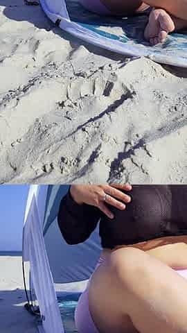 First Time on the Beach - Chubby MILF Masturbating Outdoors