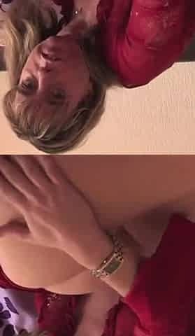 The red dress and tongue in the pussies