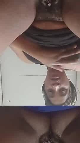 Watch my large ebony unattractive cunt rubbing and and sucking my teats