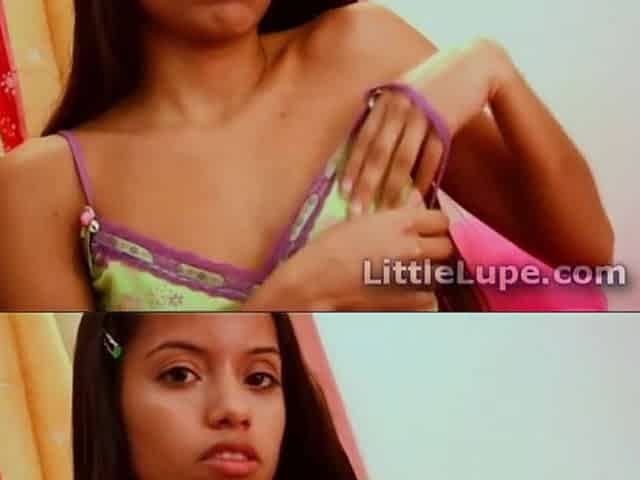 Little Lupe rubbing shaved pussy solo